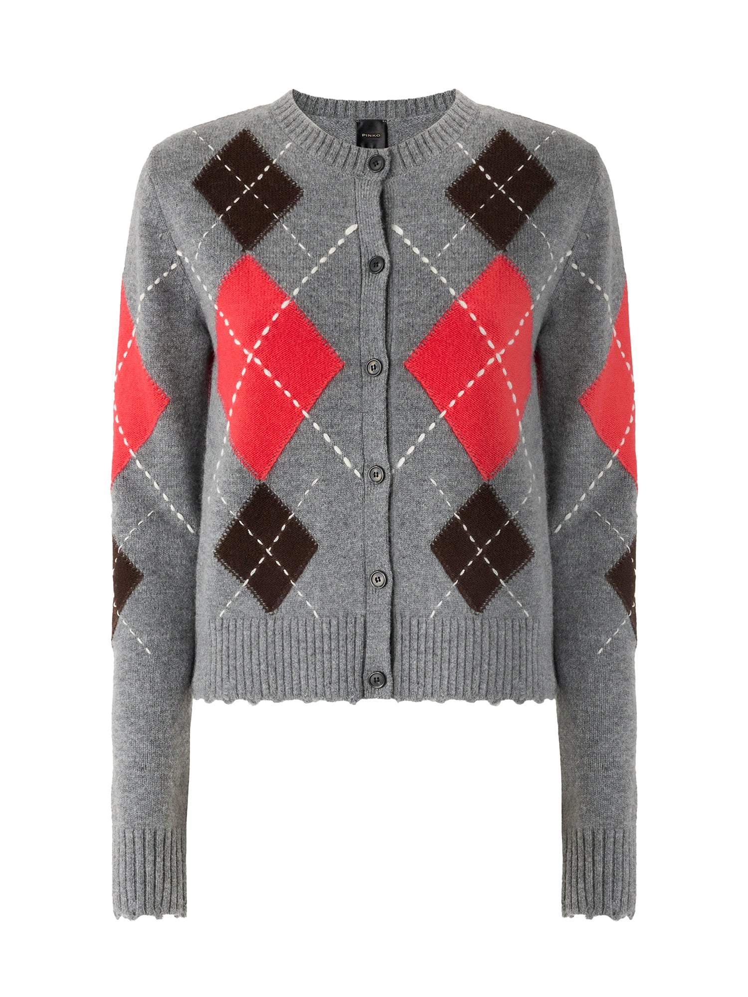 Cardigan in lana e cashmere a rombi 107284 A3IEIL1 PINKO 