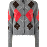 Cardigan in lana e cashmere a rombi 107284 A3IEIL1 PINKO 