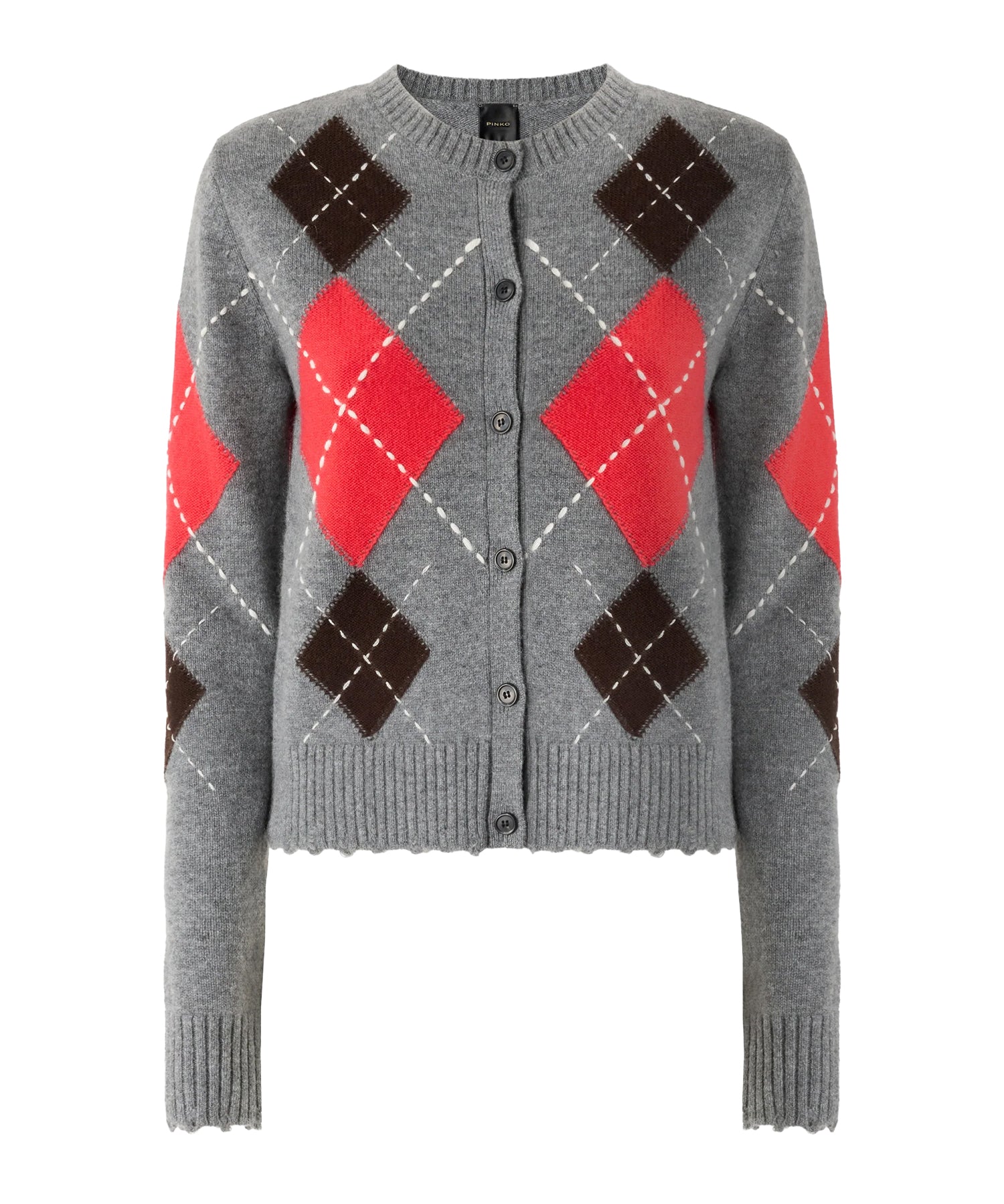 Cardigan in lana e cashmere a rombi 107284 A3IEIL1 PINKO 