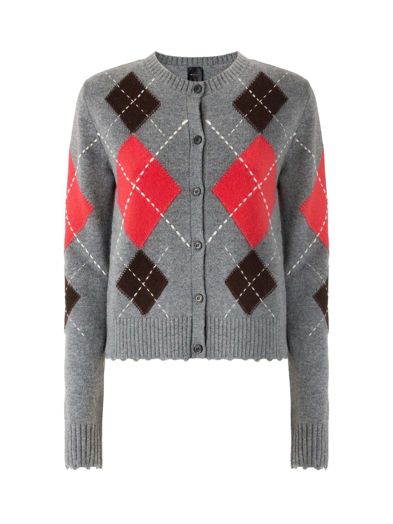 Cardigan in lana e cashmere a rombi 107284 A3IEIL1 PINKO 