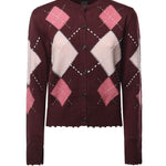 Cardigan in lana e cashmere a rombi 107284 A3IEYN2 PINKO 
