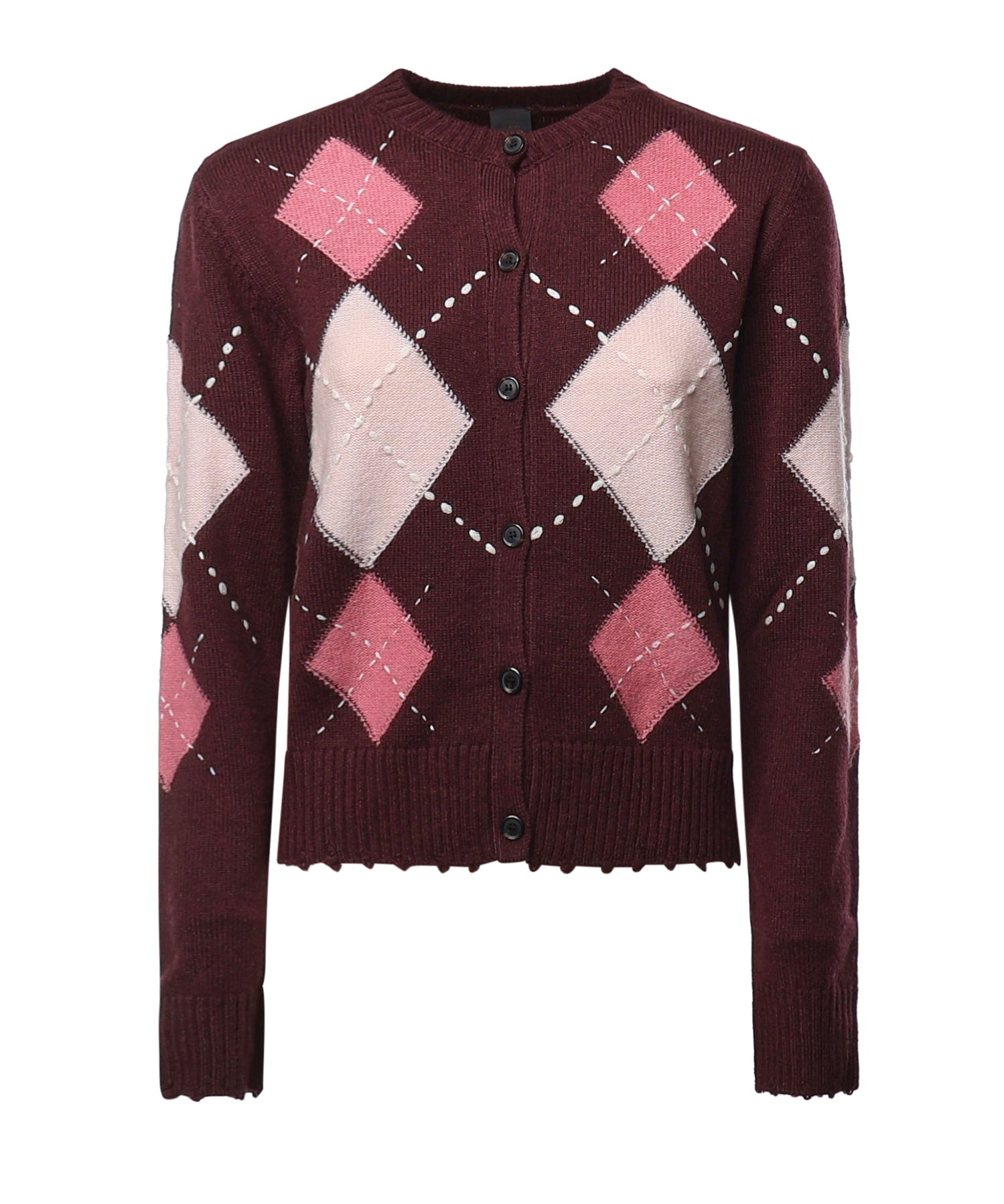 Cardigan in lana e cashmere a rombi 107284 A3IEYN2 PINKO 