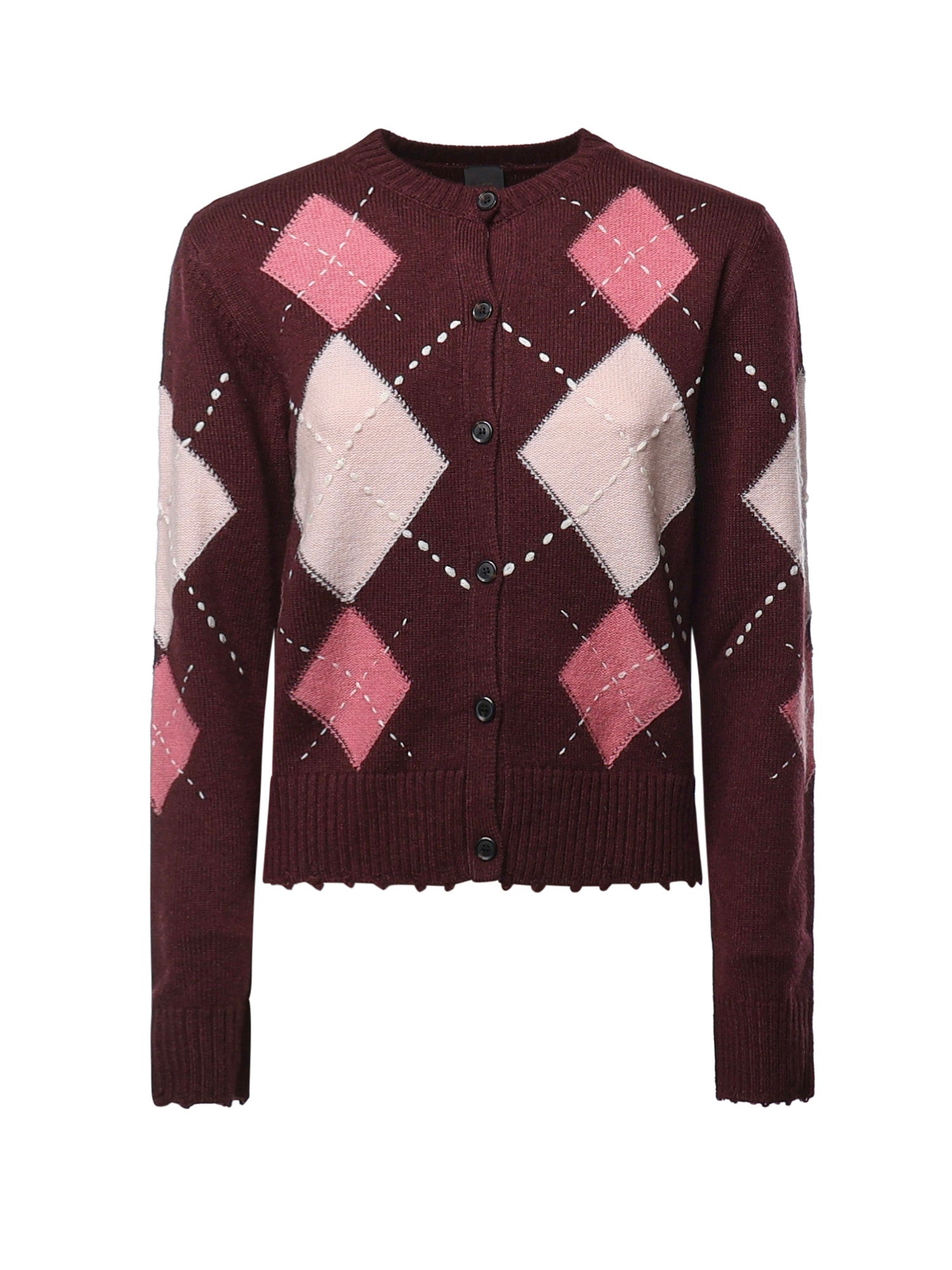 Cardigan in lana e cashmere a rombi 107284 A3IEYN2 PINKO 