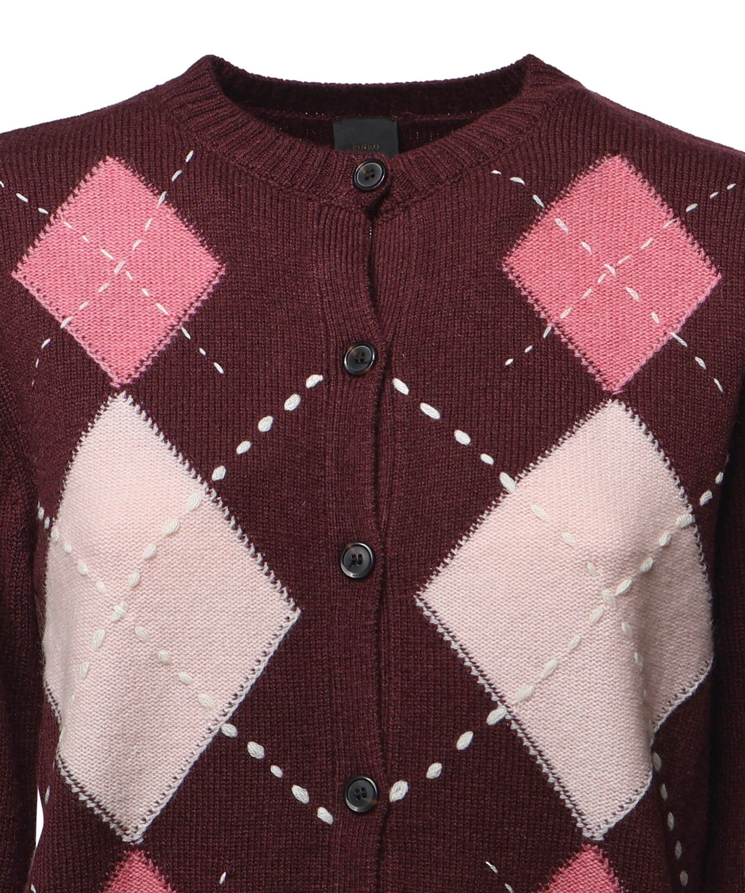 Cardigan in lana e cashmere a rombi 107284 A3IEYN2 PINKO 