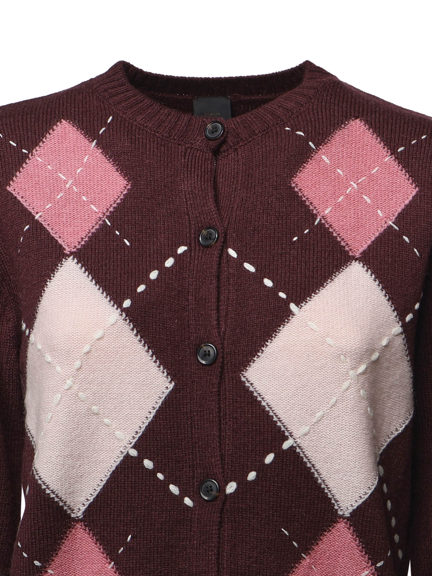 Cardigan in lana e cashmere a rombi 107284 A3IEYN2 PINKO 