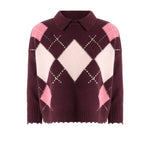 Pullover polo in lana e cashmere a rombi 107286 A3IEYN2 PINKO 