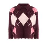 Pullover polo in lana e cashmere a rombi 107286 A3IEYN2 PINKO 