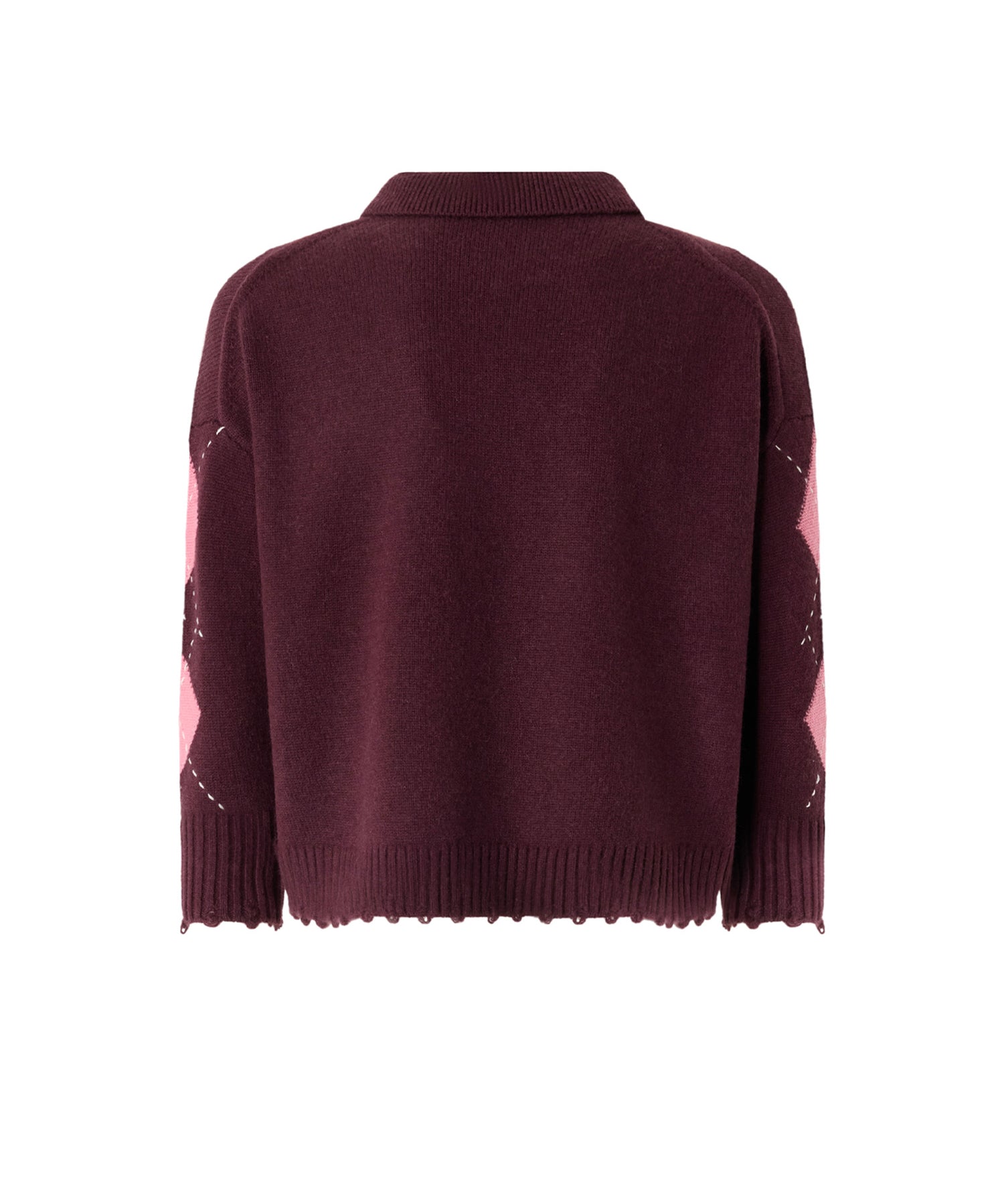 Pullover polo in lana e cashmere a rombi 107286 A3IEYN2 PINKO 