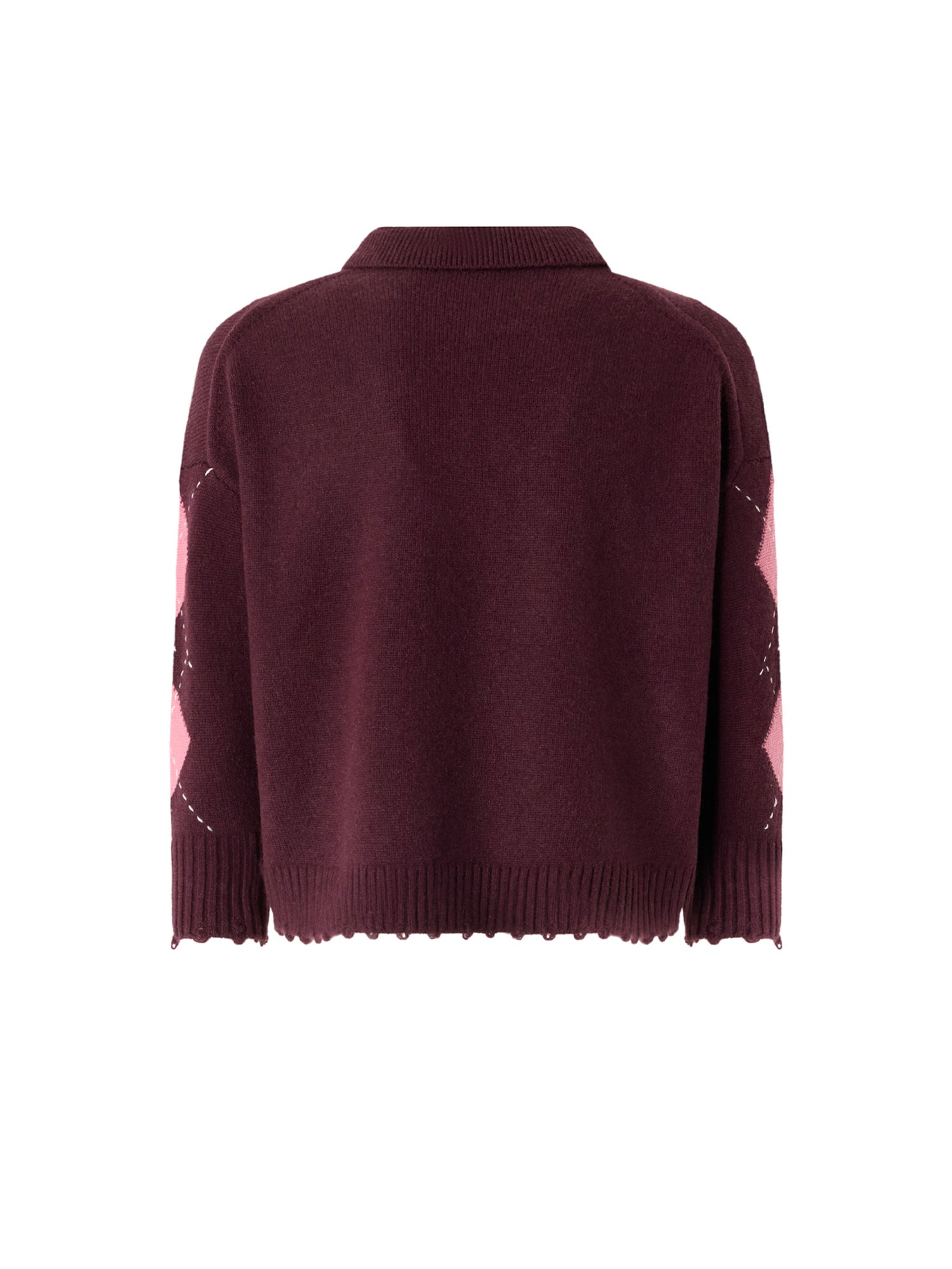 Pullover polo in lana e cashmere a rombi 107286 A3IEYN2 PINKO 