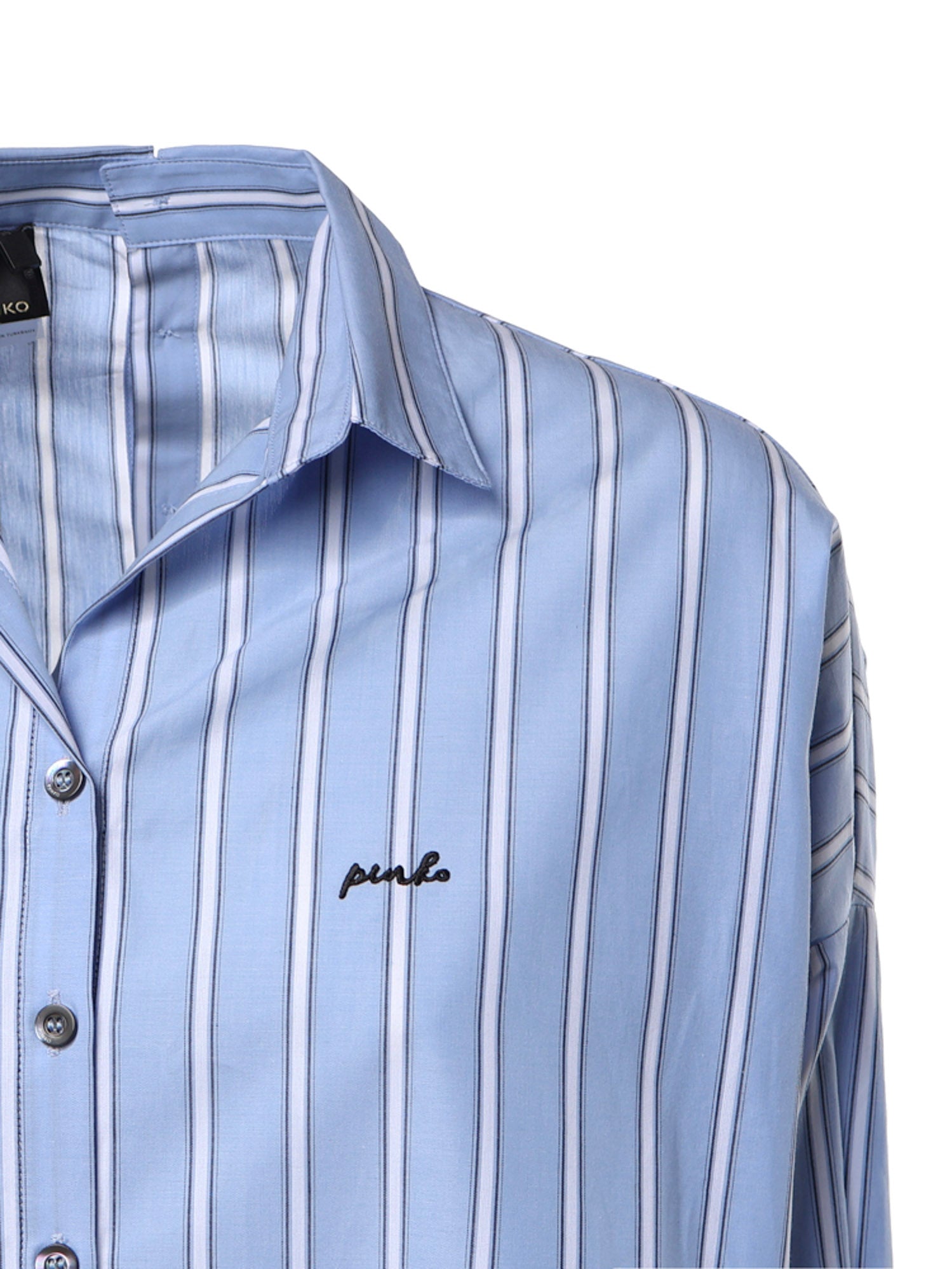 Camicia in popeline di cotone a righe 107320 A3HUEZE PINKO 