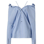 Camicia in popeline di cotone a righe 107320 A3HUEZE PINKO 