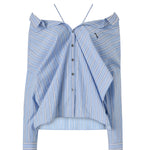 Camicia in popeline di cotone a righe 107320 A3HUEZE PINKO 