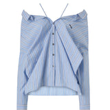 Camicia in popeline di cotone a righe 107320 A3HUEZE PINKO 