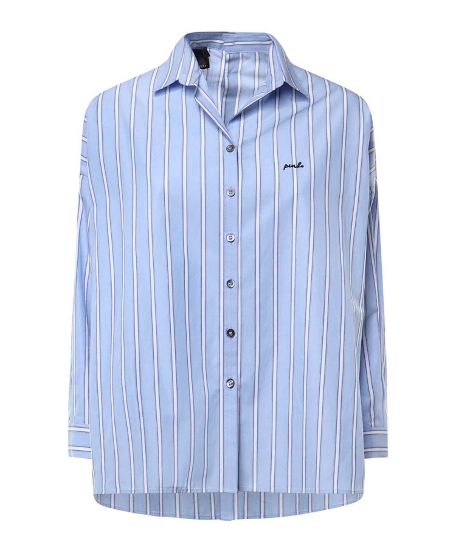 Camicia in popeline di cotone a righe 107320 A3HUEZE PINKO 