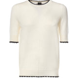 T-shirt con bordi sfilacciati in misto lana 107329 A3IQZ03 PINKO 