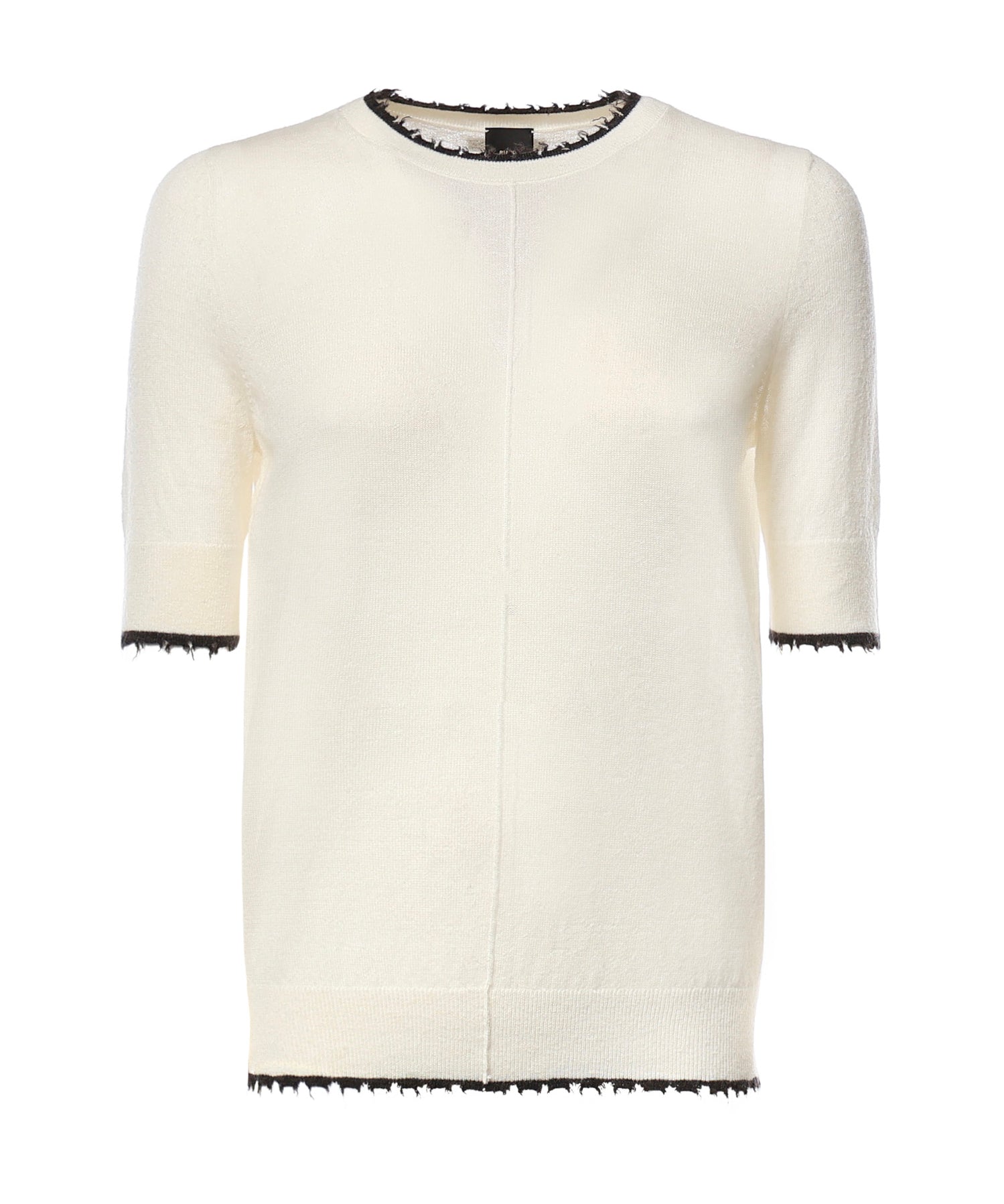 T-shirt con bordi sfilacciati in misto lana 107329 A3IQZ03 PINKO 
