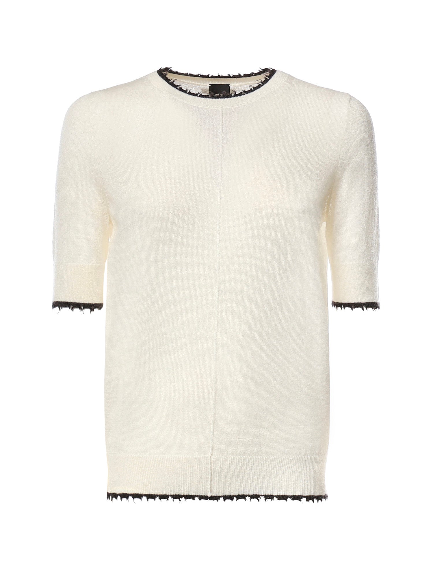 T-shirt con bordi sfilacciati in misto lana 107329 A3IQZ03 PINKO 