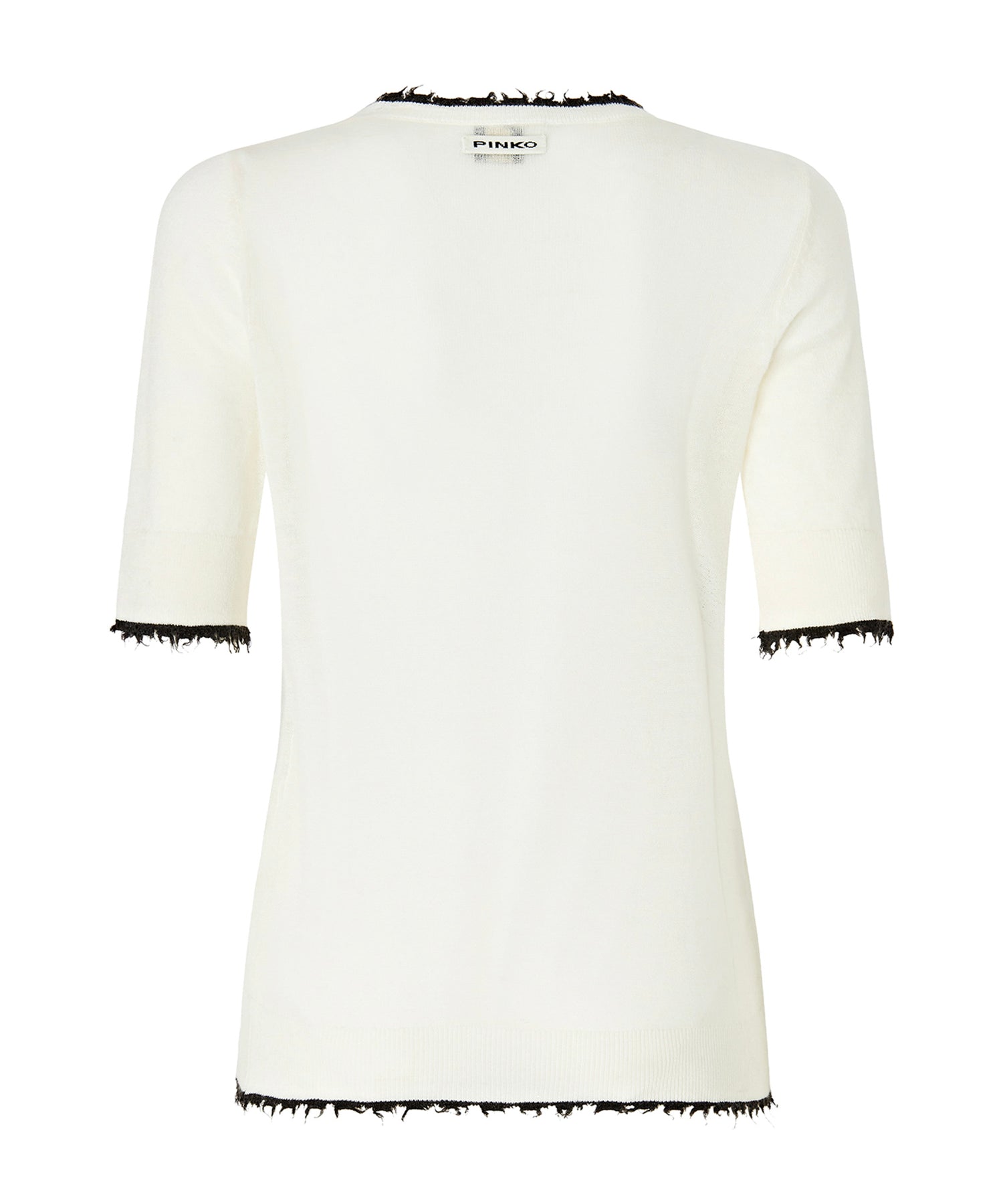 T-shirt con bordi sfilacciati in misto lana 107329 A3IQZ03 PINKO 