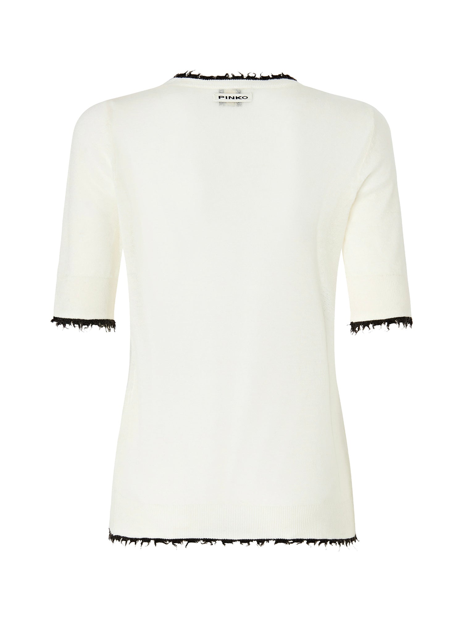 T-shirt con bordi sfilacciati in misto lana 107329 A3IQZ03 PINKO 