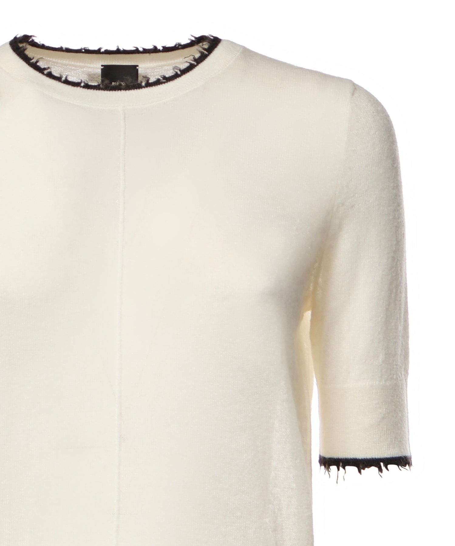 T-shirt con bordi sfilacciati in misto lana 107329 A3IQZ03 PINKO 