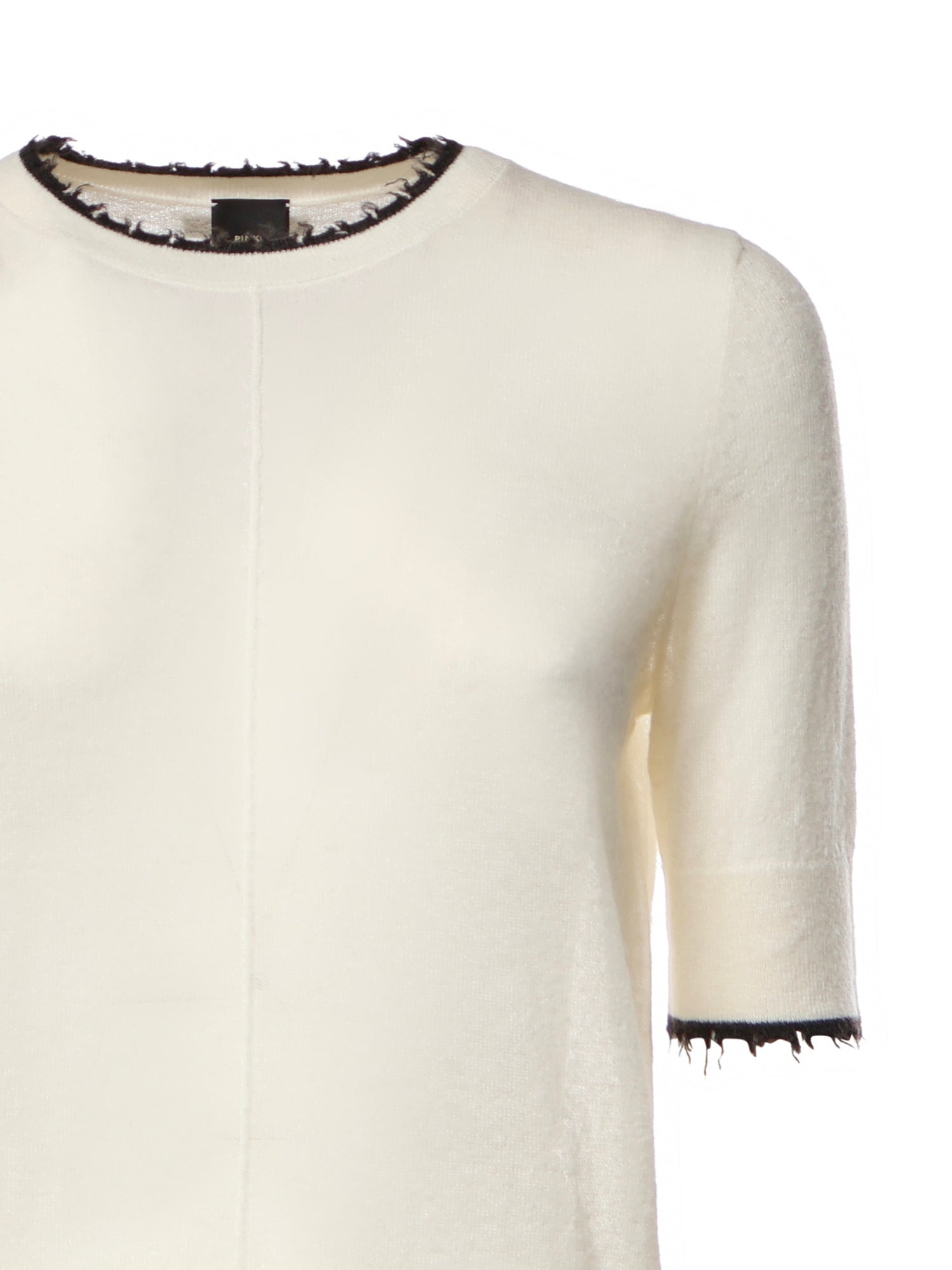 T-shirt con bordi sfilacciati in misto lana 107329 A3IQZ03 PINKO 