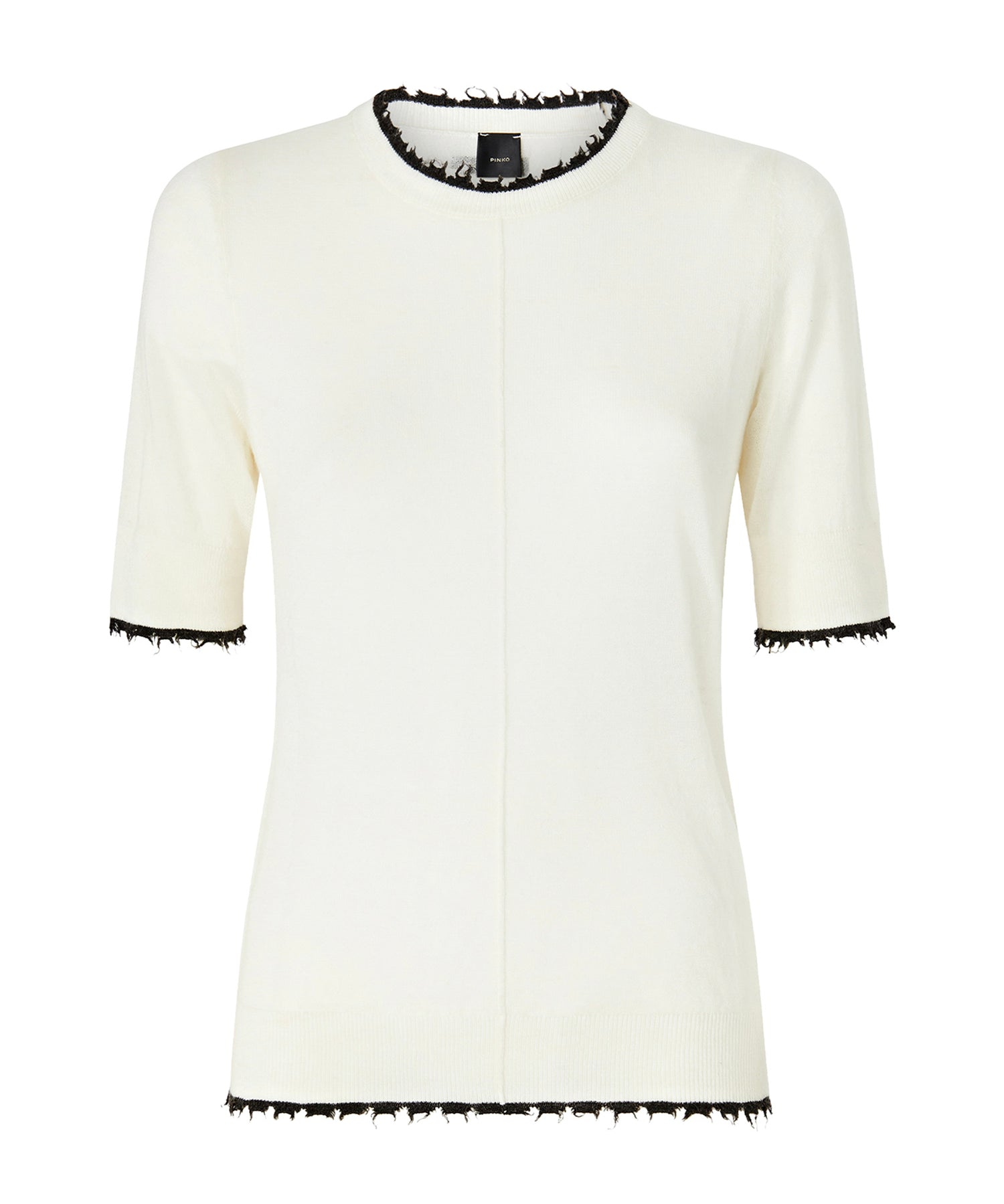 T-shirt con bordi sfilacciati in misto lana 107329 A3IQZ03 PINKO 