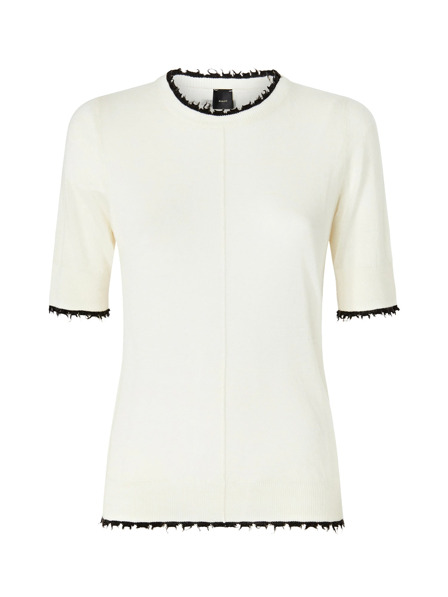 T-shirt con bordi sfilacciati in misto lana 107329 A3IQZ03 PINKO 