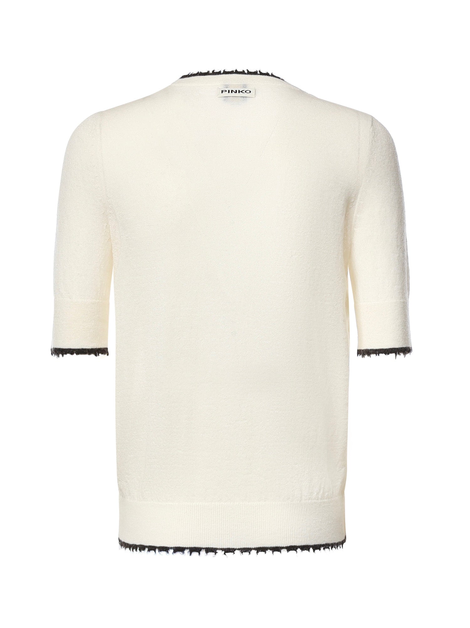 T-shirt con bordi sfilacciati in misto lana 107329 A3IQZ03 PINKO 