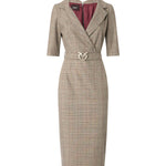Abito in lana check con cintura Love Birds 107417 A3FFCYZ PINKO 