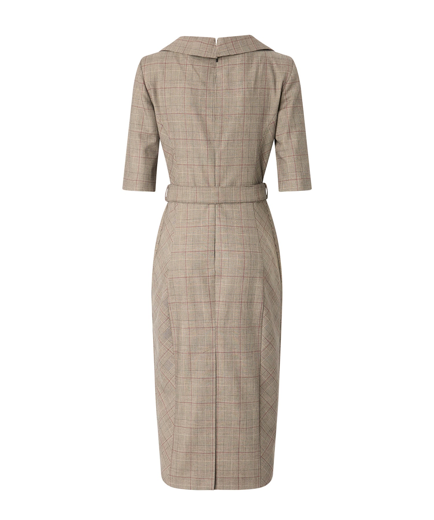 Abito in lana check con cintura Love Birds 107417 A3FFCYZ PINKO 
