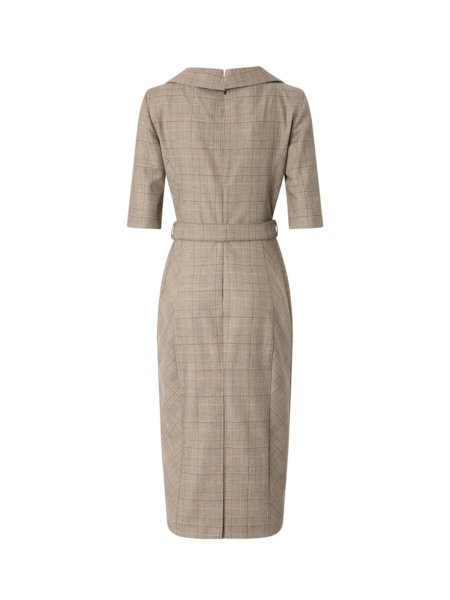Abito in lana check con cintura Love Birds 107417 A3FFCYZ PINKO 