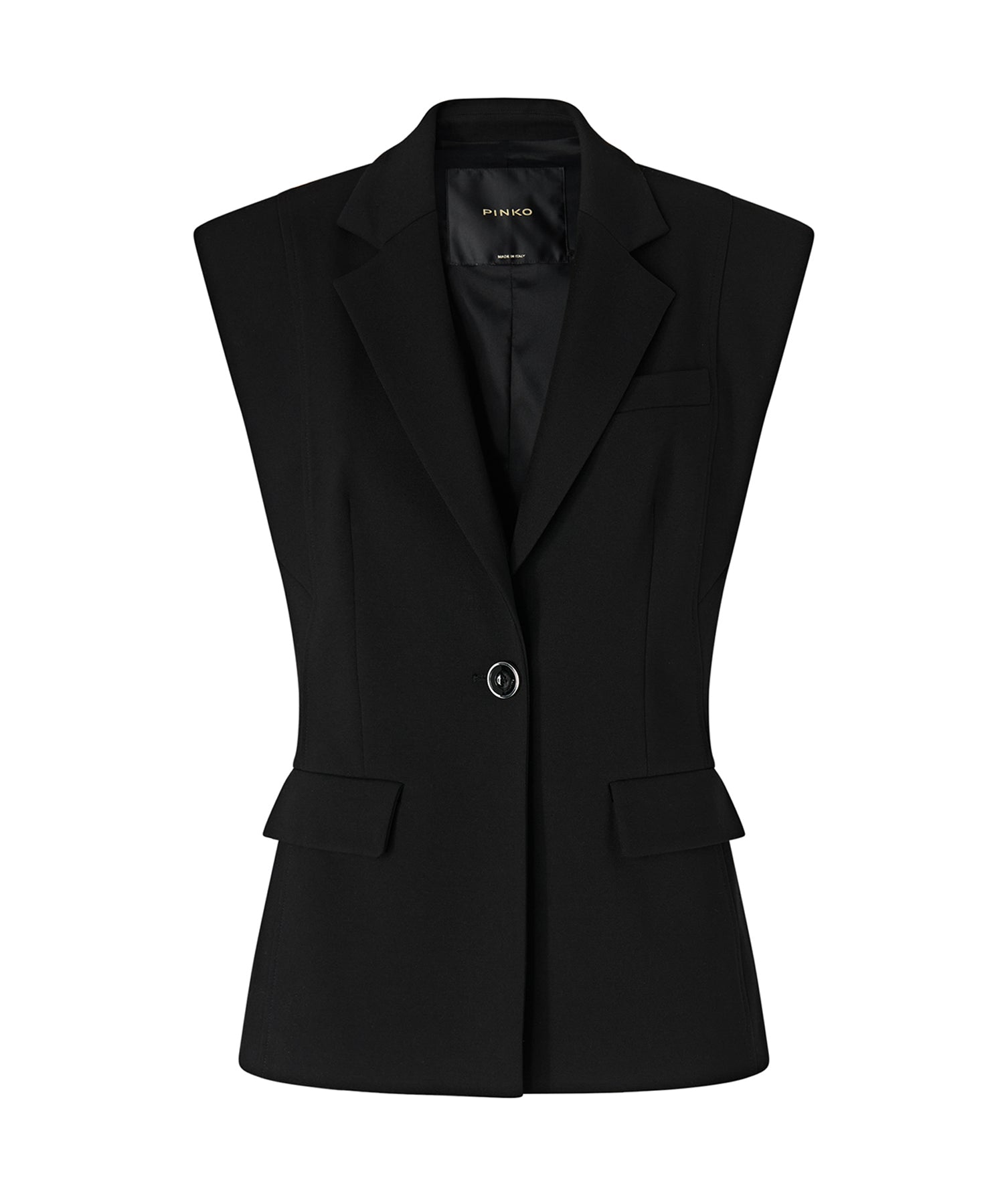Giacca gilet monopetto in misto viscosa 107424 A3AHZ99 PINKO 