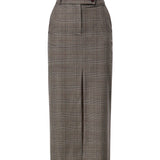 Gonna longuette in lana check 107448 A3FFCYZ PINKO 
