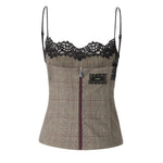 Top check con pizzo 107472 A3FFCYZ PINKO 