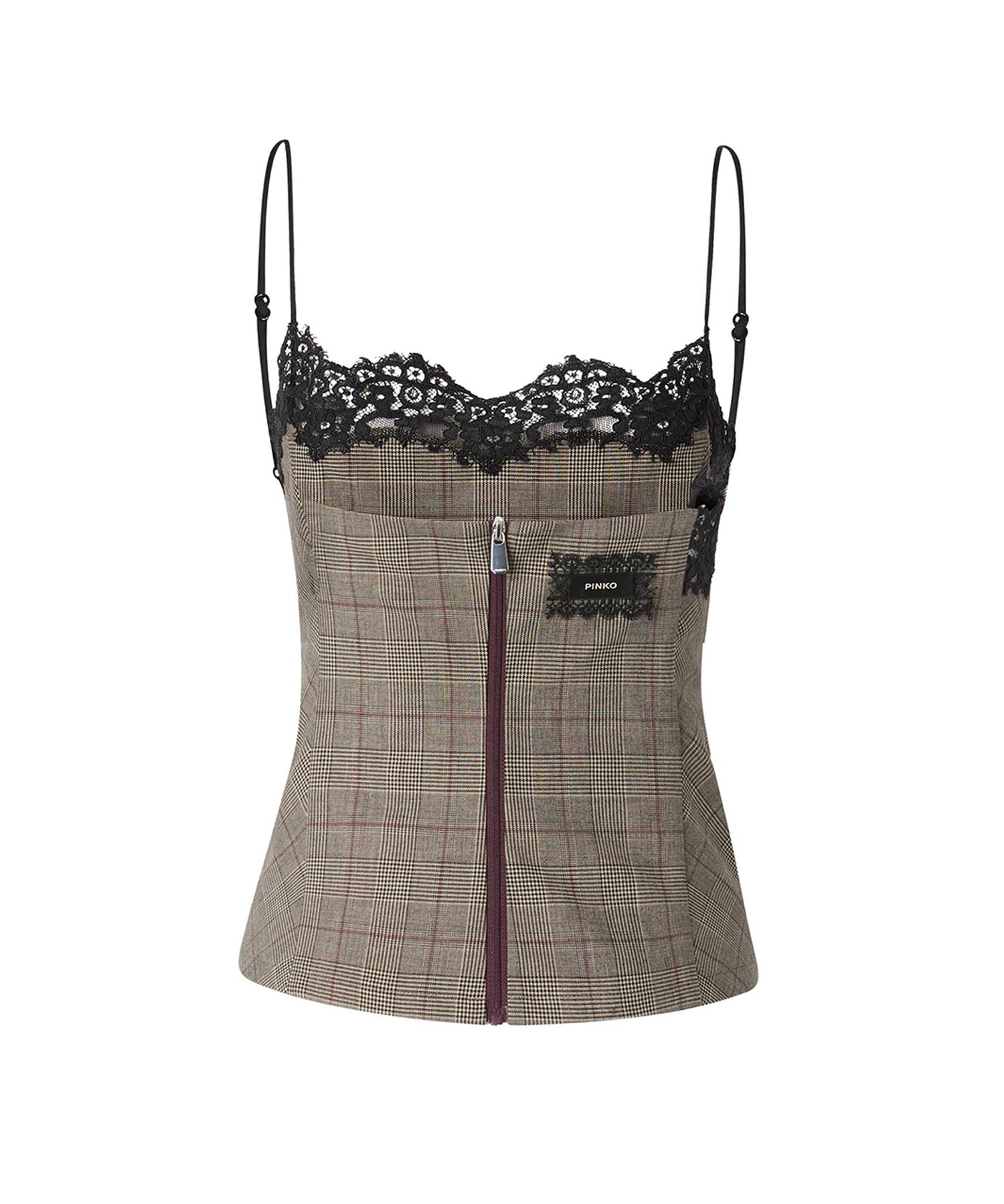 Top check con pizzo 107472 A3FFCYZ PINKO 