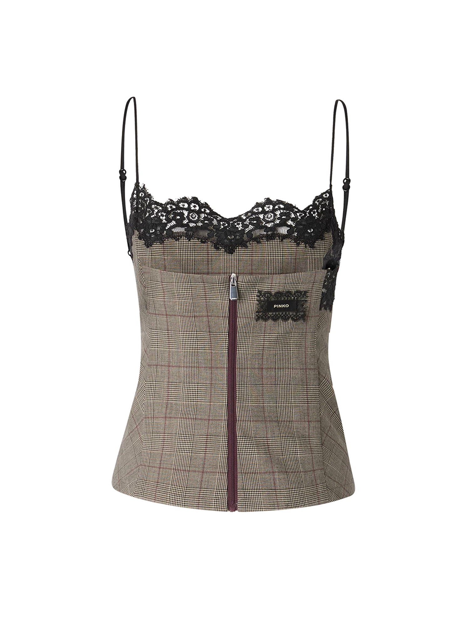 Top check con pizzo 107472 A3FFCYZ PINKO 