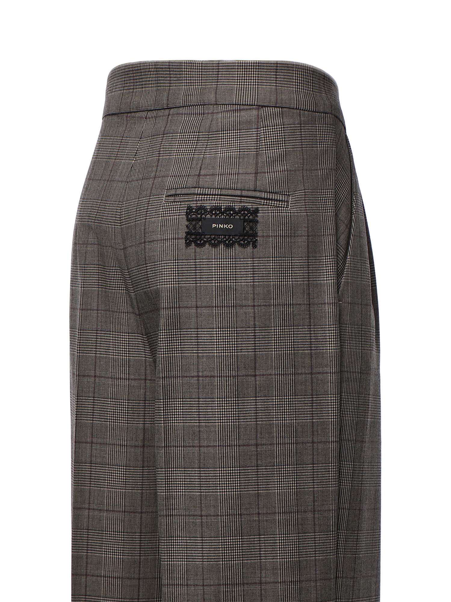 Pantaloni in misto lana check 107476 A3FFCYZ PINKO 