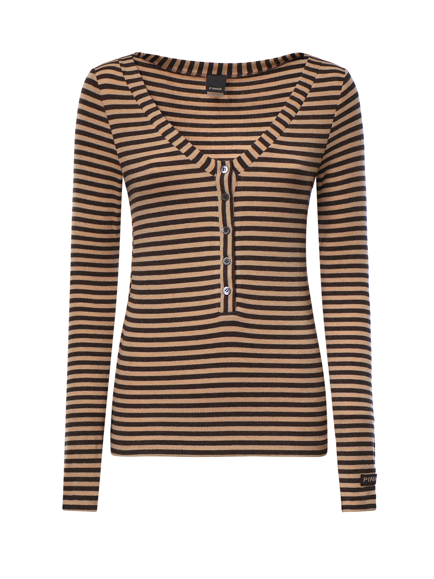 Maglia serafino in misto lana a righe 107514 A3KCCM0 PINKO 