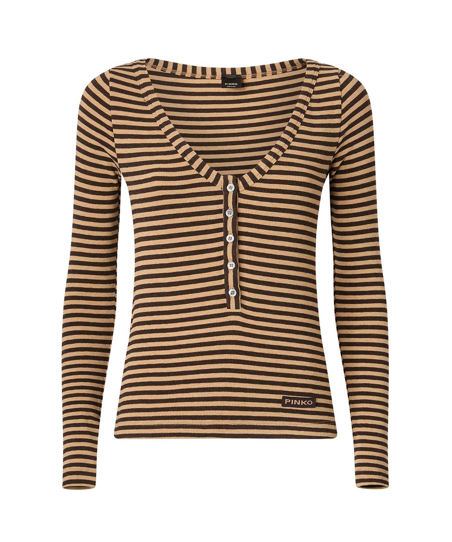 Maglia serafino in misto lana a righe 107514 A3KCCM0 PINKO 