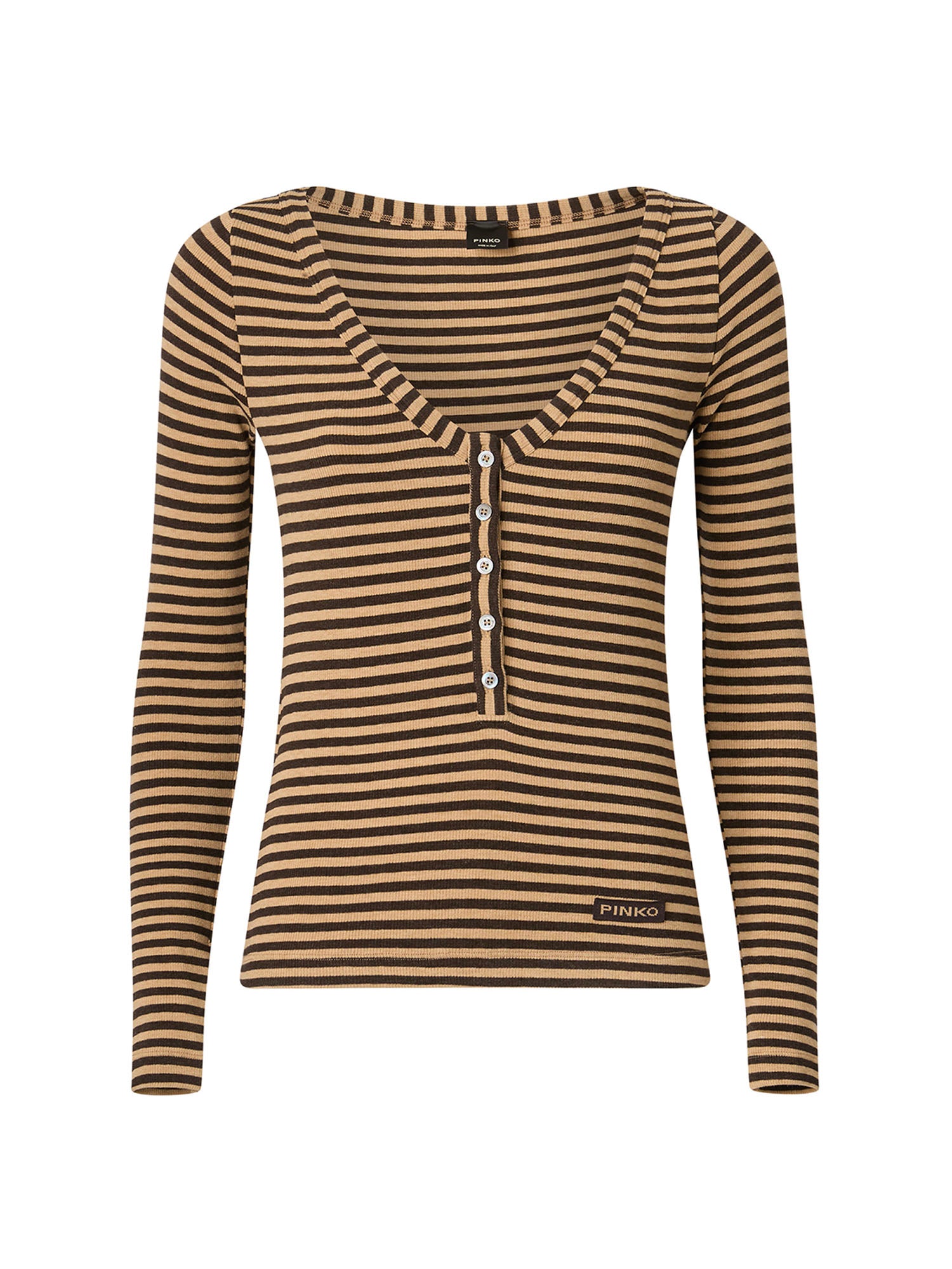 Maglia serafino in misto lana a righe 107514 A3KCCM0 PINKO 