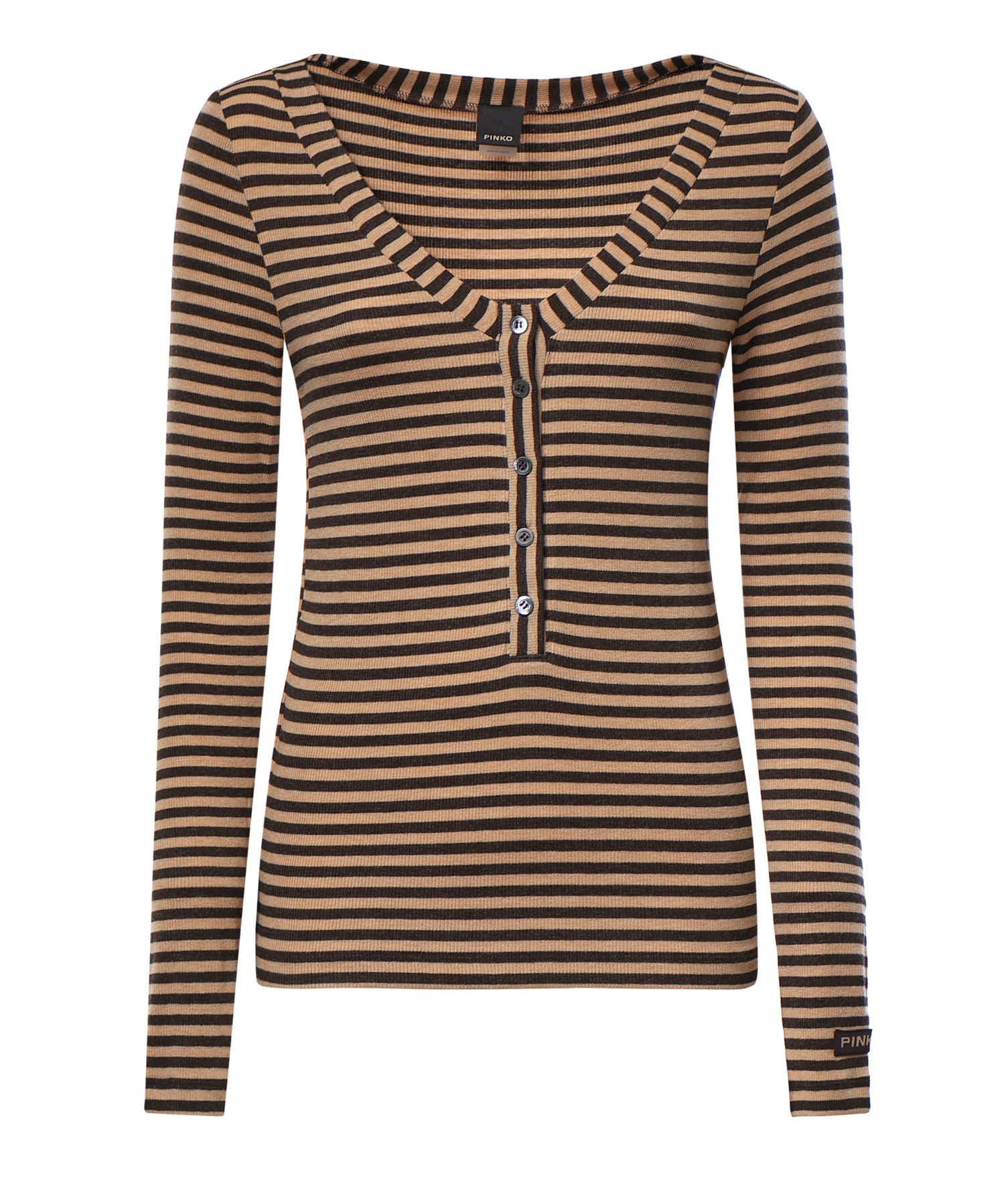 Maglia serafino in misto lana a righe 107514 A3KCCM0 PINKO 