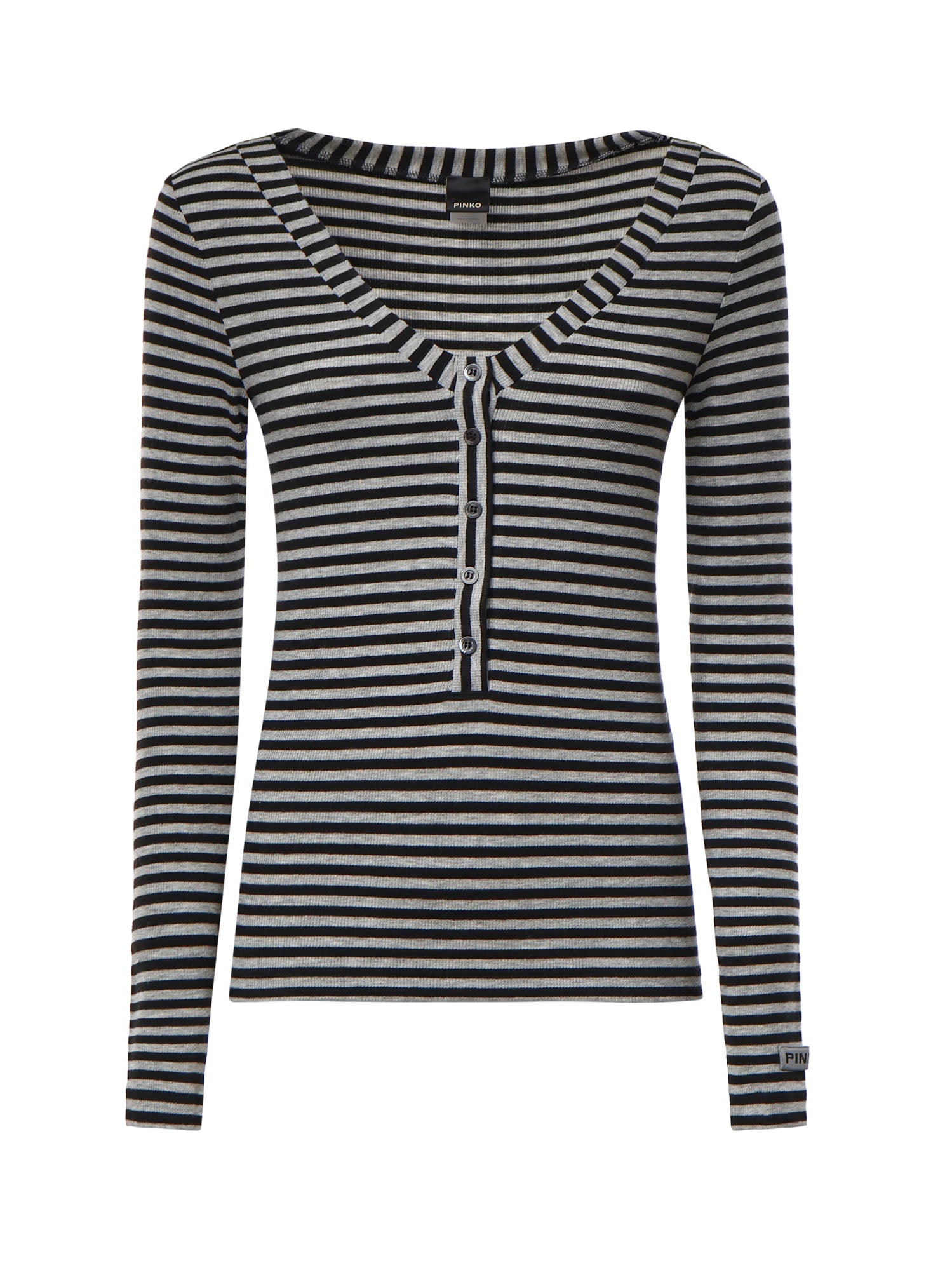 Maglia serafino in misto lana a righe 107514 A3KCIZ9 PINKO 