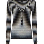 Maglia serafino in misto lana a righe 107514 A3KCIZ9 PINKO 