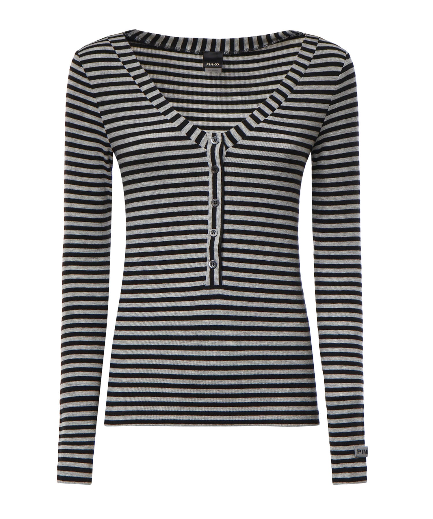 Maglia serafino in misto lana a righe 107514 A3KCIZ9 PINKO 