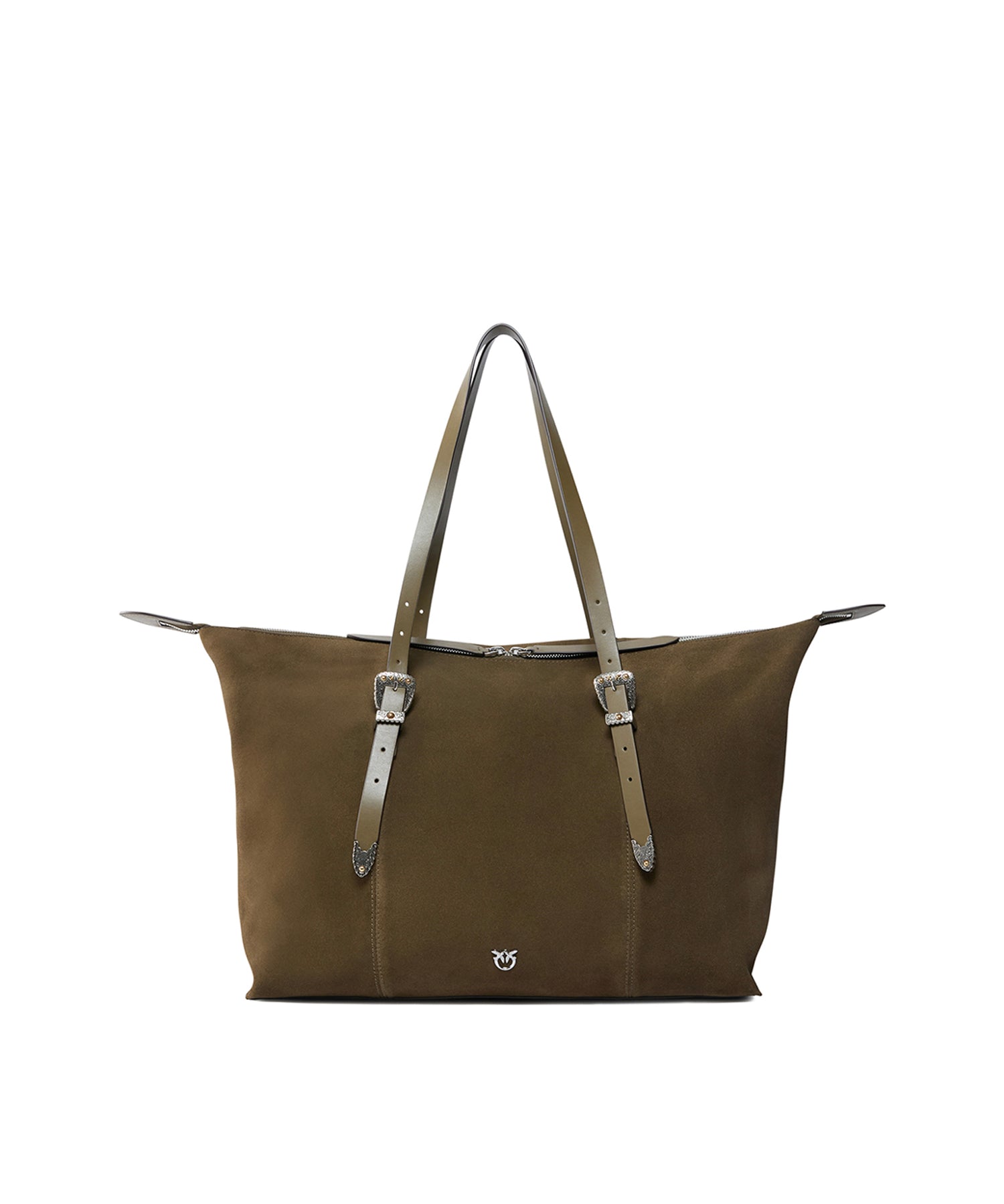 Borsa tote in suede con dettagli texani 107649 A0F6V65N PINKO 