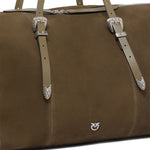 Borsa tote in suede con dettagli texani 107649 A0F6V65N PINKO 