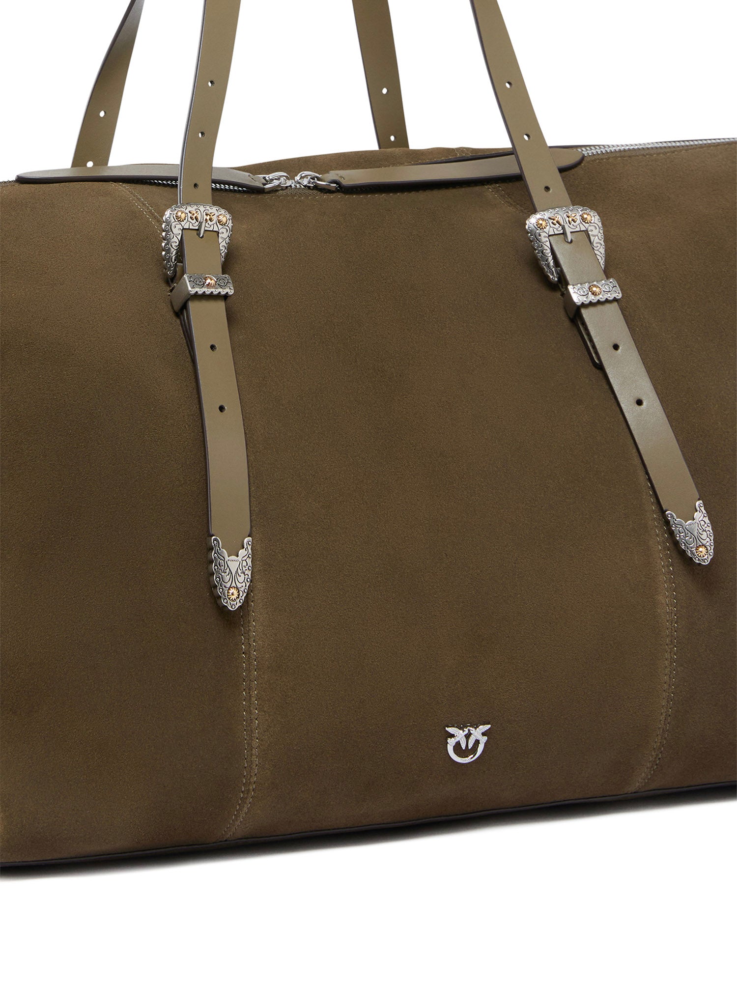 Borsa tote in suede con dettagli texani 107649 A0F6V65N PINKO 