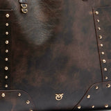 Borsa shopper in pelle cloud con patch e borchie 107650 A3MAL64Y PINKO 