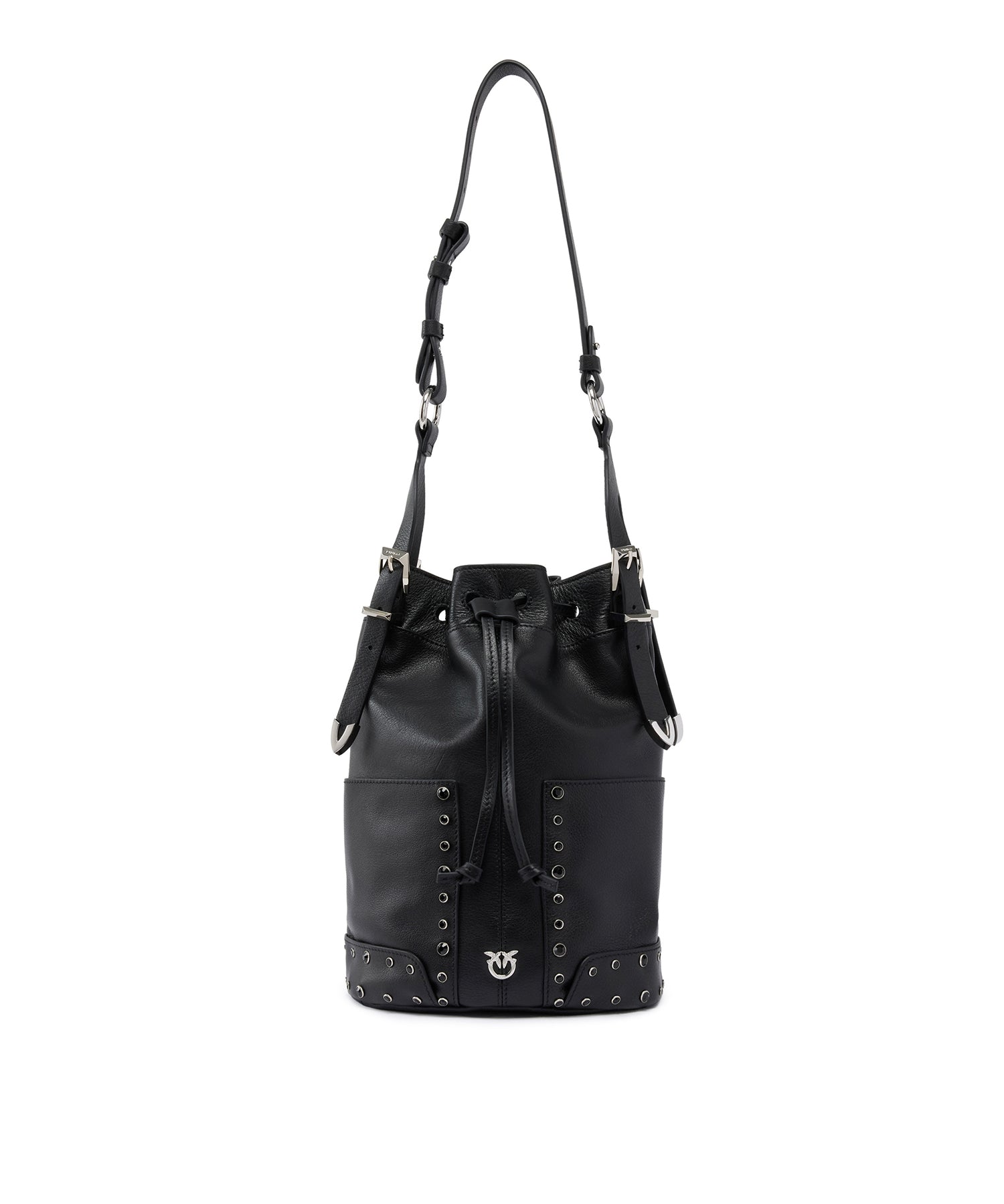 Borsa a tracolla Bucket Mini in pelle con borchie 107652 A3LQZ99N PINKO 