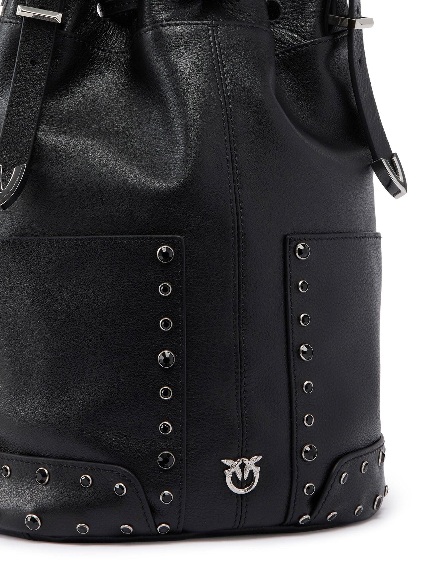 Borsa a tracolla Bucket Mini in pelle con borchie 107652 A3LQZ99N PINKO 